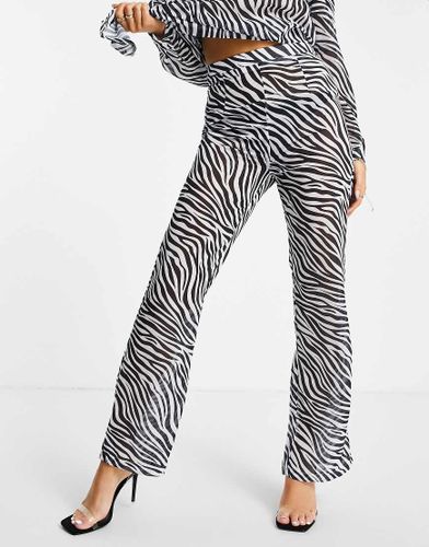 Pantaloni a fondo ampio in stampa zebrata in coordinato-Multicolore - Femme Luxe - Modalova