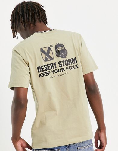 T-shirt color pietra con scritta "Desert Storm" sulla schiena - Fingercroxx - Modalova
