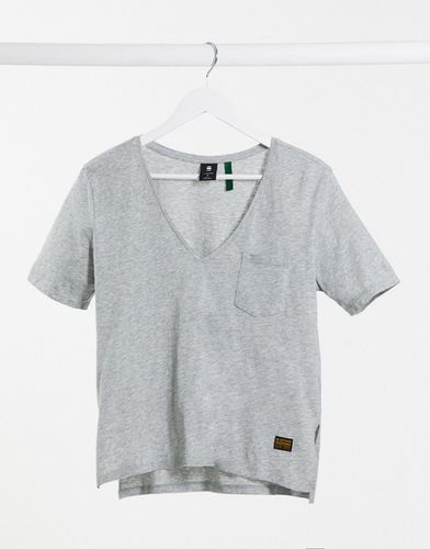 T-shirt con scollo a V e tasca sul davanti grigia - G-Star - Modalova