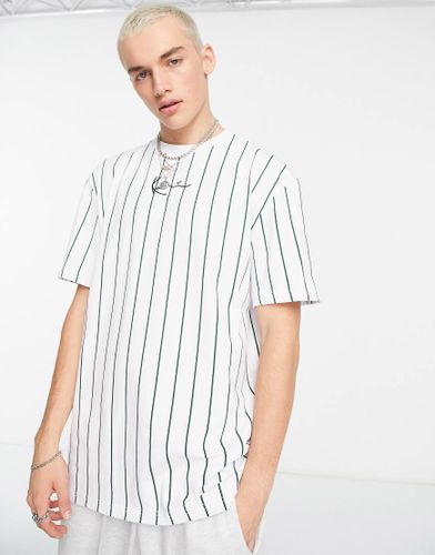 T-shirt a righine firmata bianca-Bianco - Karl Kani - Modalova