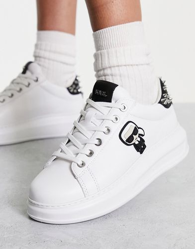 Sneakers flatform bianche in pelle con linguetta posteriore con borchie-Bianco - Karl Lagerfeld - Modalova