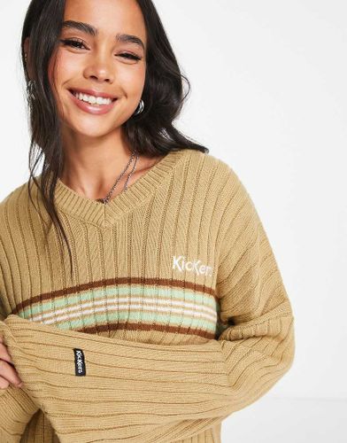 Maglione corto stile cricket con logo ricamato-Marrone - Kickers - Modalova