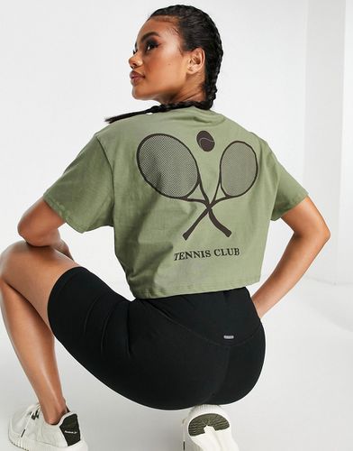 Crop top sportivo verde salvia con logo tennis - Hoxton Haus - Modalova