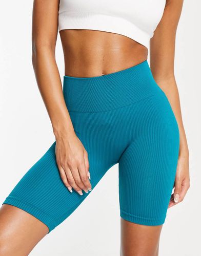 Leggings corti da palestra blu acqua senza cuciture-Verde - Hoxton Haus - Modalova