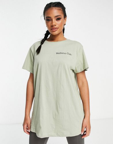 T-shirt da allenamento oversize verde salvia con logo "Wellness" - Hoxton Haus - Modalova