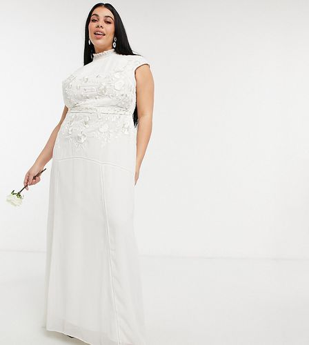Hope & Ivy Maternity - Vestito lungo da sposa decorato con perline e fiori e con apertura a goccia sul retro, color avorio-Bianco - Hope & Ivy Plus - Modalova
