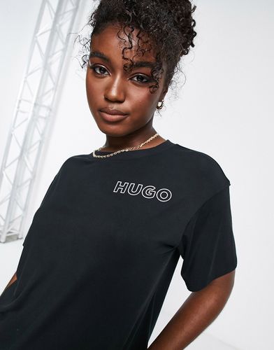 HUGO - T-shirt nera con logo-Nero - HUGO Bodywear - Modalova