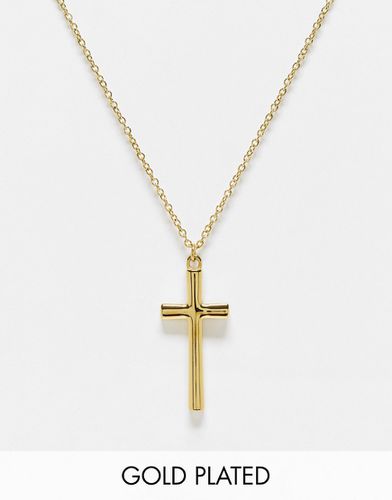 Collana in acciaio inossidabile con croce placcata oro 14 ct - Icon Brand - Modalova