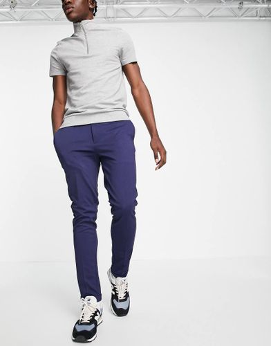 Intelligence - Pantaloni slim elasticizzati a pieghe in cotone blu navy - NAVY - Jack & Jones - Modalova