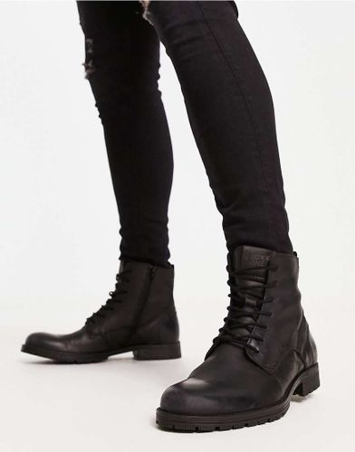 Stivaletti stringati neri in pelle-Nero - Jack & Jones - Modalova