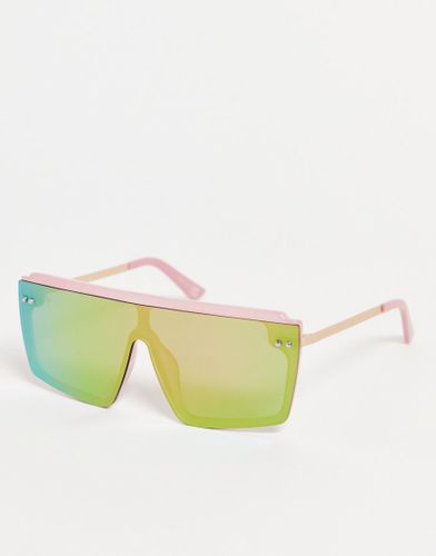 Occhiali da sole a mascherina rosa con lenti a specchio - Jeepers Peepers - Modalova