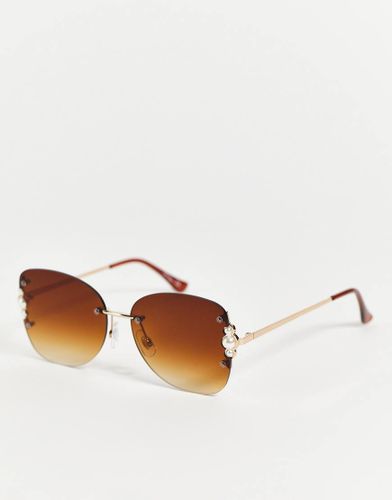 Occhiali da sole oversize decorati con perline oro - Jeepers Peepers - Modalova
