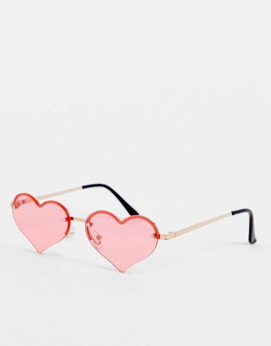 Heart - Occhiali da sole rossi senza bordo-Rosso - Jeepers Peepers - Modalova