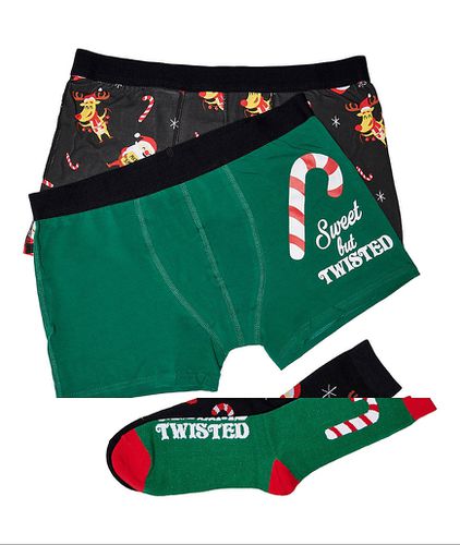 Confezione regalo da 4 pezzi con boxer aderenti e calzini natalizi-Multicolore - Only & Sons - Modalova