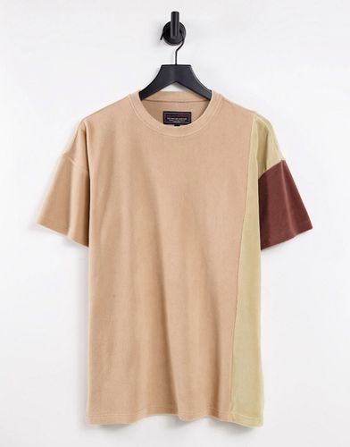 T-Shirt oversize in pile con pannelli tono su tono, colore marrone in coordinato - Liquor N Poker - Modalova