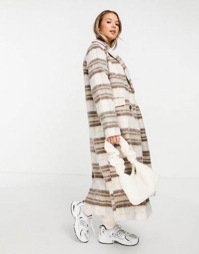 Cappotto elegante lungo spazzolato bianco a quadri premium - New Look - Modalova