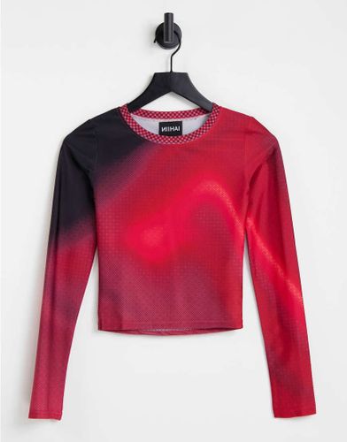 T-shirt attillata a maniche lunghe color marmo infrarosso - Niihai - Modalova
