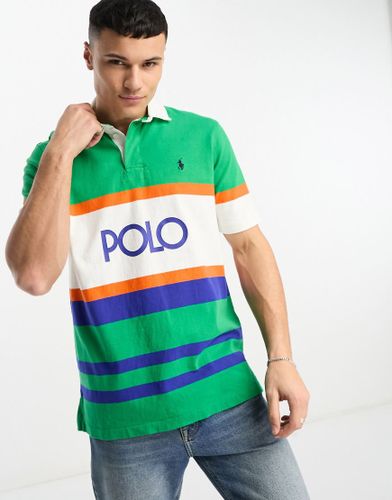 Polo stile rugby vestibilità classica a maniche corte verde a righe con logo - Polo Ralph Lauren - Modalova