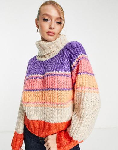 Maglione con collo alto a righe pastello-Multicolore - Pieces - Modalova