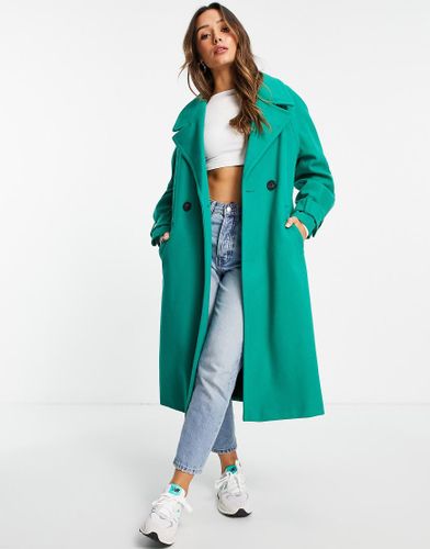 Cappotto lungo oversize doppiopetto verde - River Island - Modalova