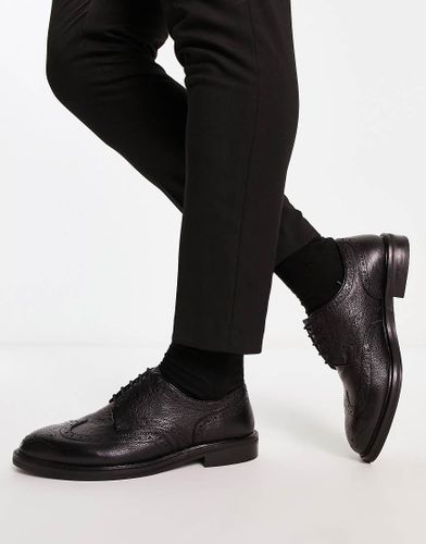 Scarpe brogue stile derby nere effetto martellato-Black - River Island - Modalova