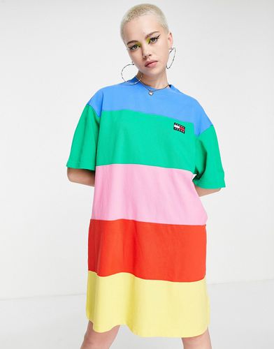 Vestito T-shirt colorblock a righe multicolore - Tommy Jeans - Modalova