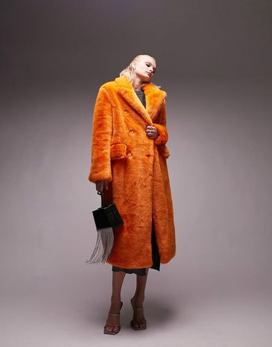 Cappotto oversize taglio lungo in pelliccia sintetica arancione acceso - Topshop - Modalova