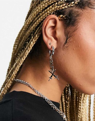 Orecchini pendenti a cerchio con catene multiple e spilla in metalli misti-Multicolore - Topshop - Modalova