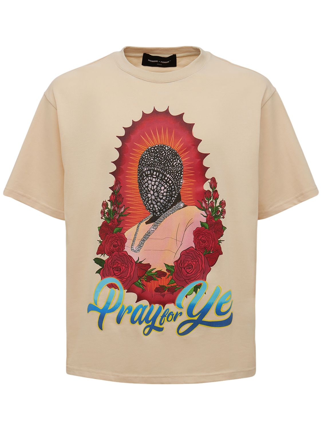 T-shirt Pray For Ye In Cotone Con Stampa - HOMME + FEMME LA - Modalova