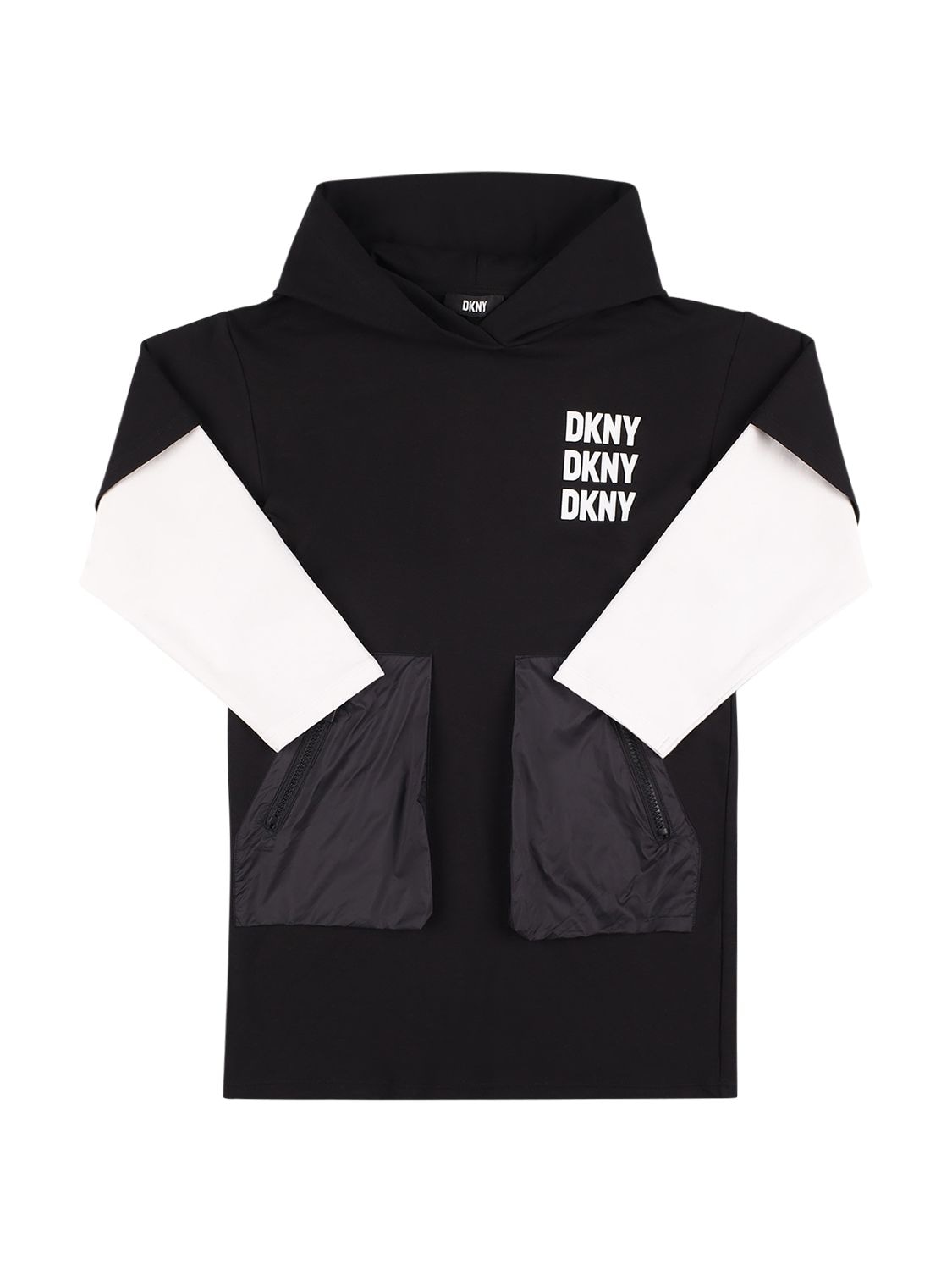 Vestito In Cotone Stretch Con Logo - DKNY - Modalova