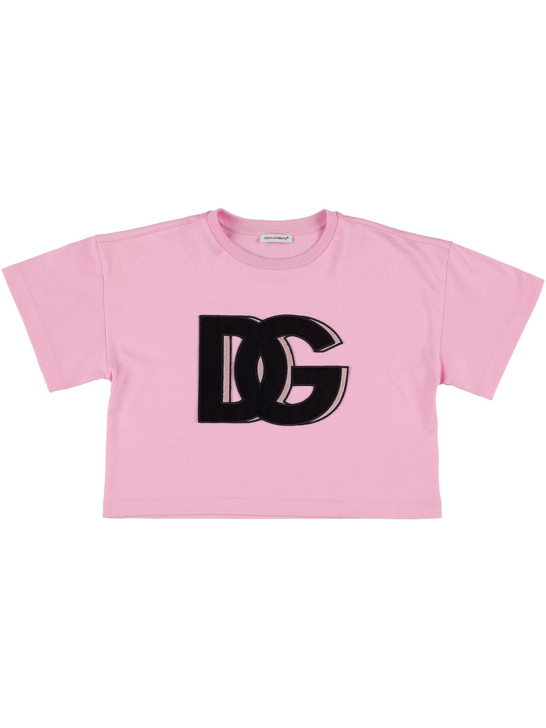 T-shirt Cropped In Jersey Con Logo - DOLCE & GABBANA - Modalova