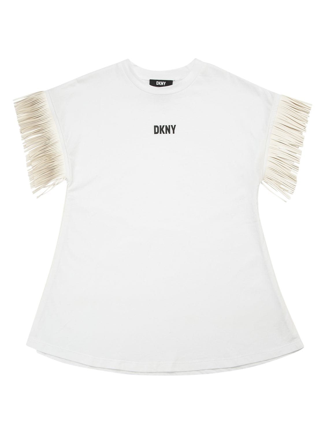 Vestito In Jersey Di Cotone Con Logo E Frange - DKNY - Modalova