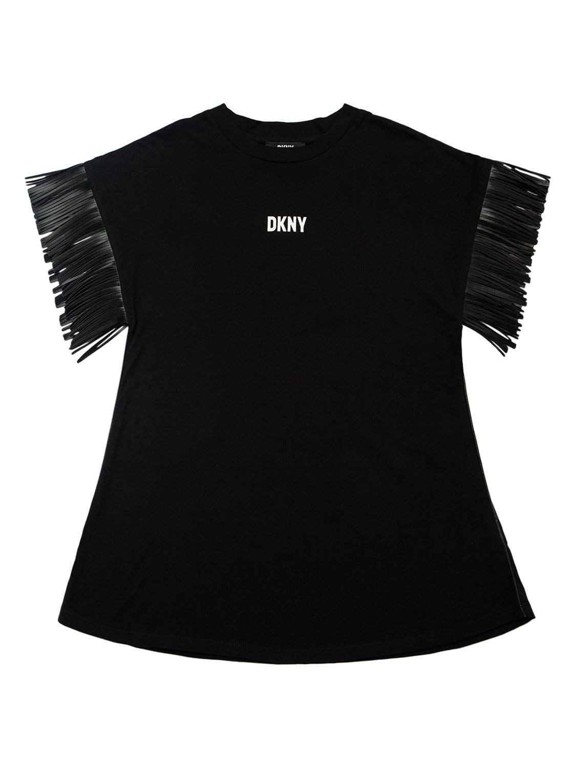 Vestito In Jersey Di Cotone Con Logo E Frange - DKNY - Modalova