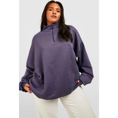 Felpa Plus Size oversize con zip corta - boohoo - Modalova