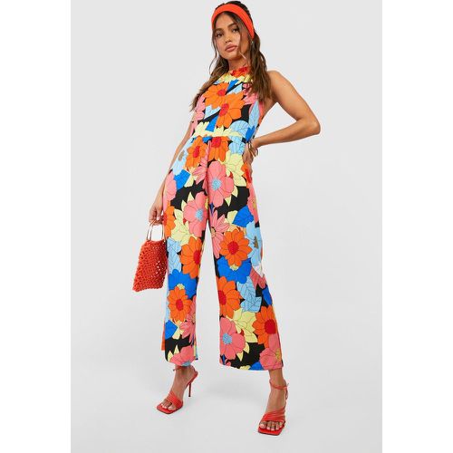 Bold Floral Print Culotte Jumpsuit - boohoo - Modalova