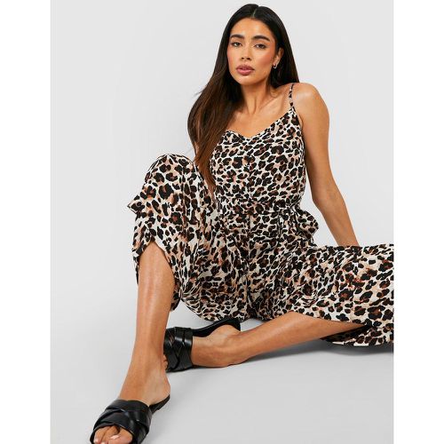 Leopard Strappy Culotte Jumpsuit - boohoo - Modalova