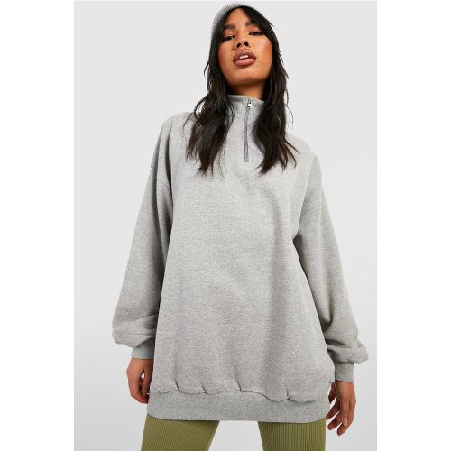 Felpa oversize con zip corta - boohoo - Modalova