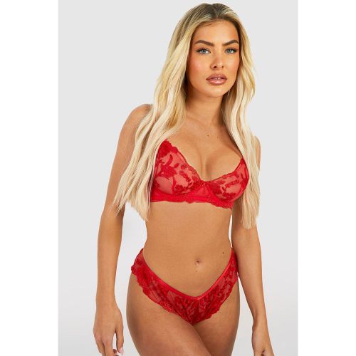 Reggiseno in pizzo stile tatuaggio con ferretto - boohoo - Modalova
