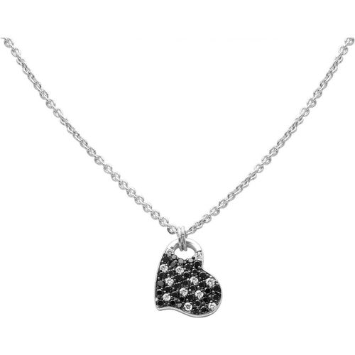 Collana con pendente cuore in oro bianco e diamanti - ROBERTO DEMEGLIO - Modalova
