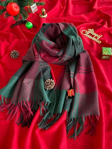 Natale Rosso e verde a quadri Disegno Contrasto Cachemire Sciarpa festivo Festa Sciarpa Autunno Inverno Calore - Modetalente - Modalova