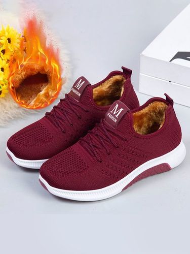 Felpato Caldo Di peso leggero Antiscivolo Flyknit Allacciato Scarpe da ginnastica - JustFashionNow - Modalova