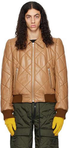 Tan Quilted Faux-Leather Bomber Jacket - Dries Van Noten - Modalova