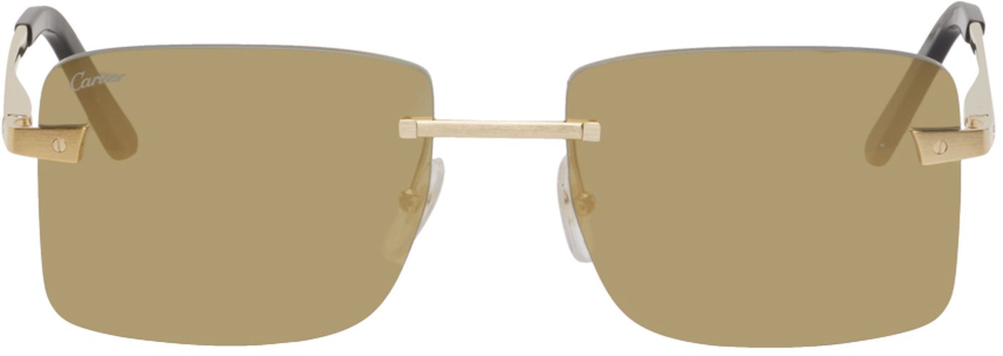 Cartier Gold Rectangular Sunglasses - Cartier - Modalova
