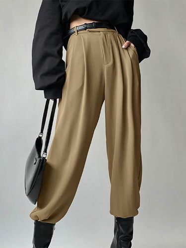 Solid Pocket elastico in vita posteriore Pantaloni per le donne - Celmia - Modalova
