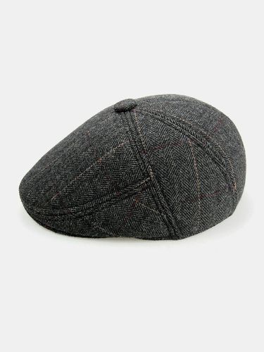 Feltro di lana da uomo Plus Addensare in velluto Orecchio Grata di protezione Modello Cappello berretto berretto piatto - Newchic - Modalova
