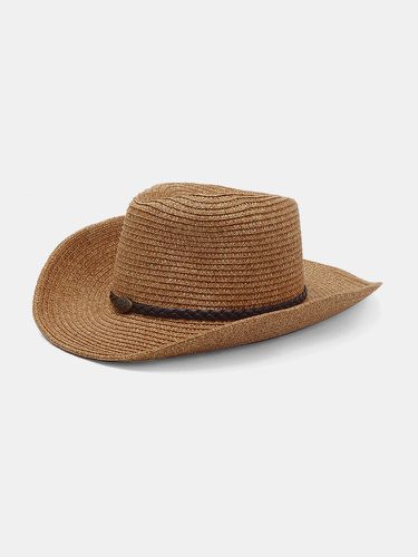 Cappello di paglia per il tempo libero traspirante e antivento leggero pieghevole da uomo a tesa larga - Newchic - Modalova