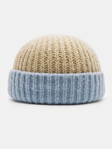 Unisex lavorato a maglia a contrasto di colore a righe autunno inverno semplice calore berretto senza tesa berretto da p - Newchic - Modalova