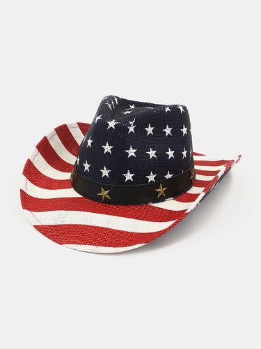 Cappello da cowboy occidentale retrò con bandiera americana Cappello di paglia di prateria estiva - Newchic - Modalova