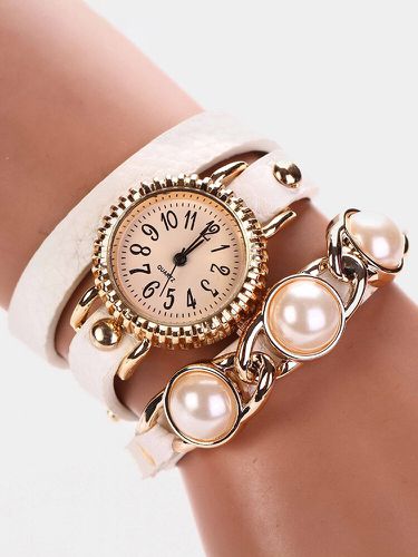 Braccialetto di perle alla moda Watch Pelle a tre strati Watch Quarzo impermeabile stile moda Watch - Newchic - Modalova