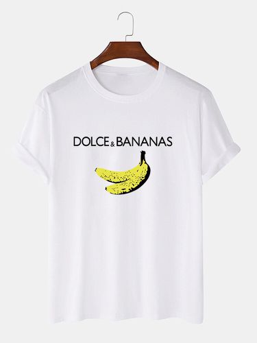 Magliette casual larghe traspiranti in cotone con stampa banana e personaggi da uomo - ChArmkpR - Modalova